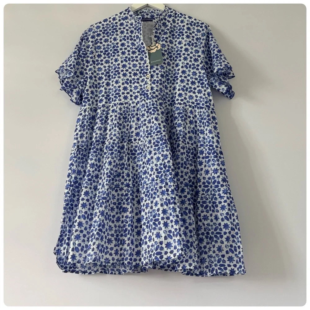 NWT Anthropologie Ro's Garden Vibeka Short-Sleeve Cotton Mini Dress, L - Picture 6 of 14